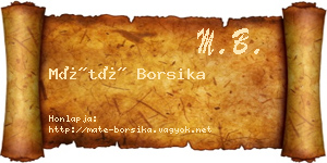 Máté Borsika névjegykártya